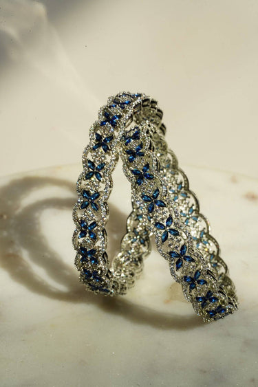 Avika - Sapphire Blue AD Stones (Set of 2) Bangles from Inaury