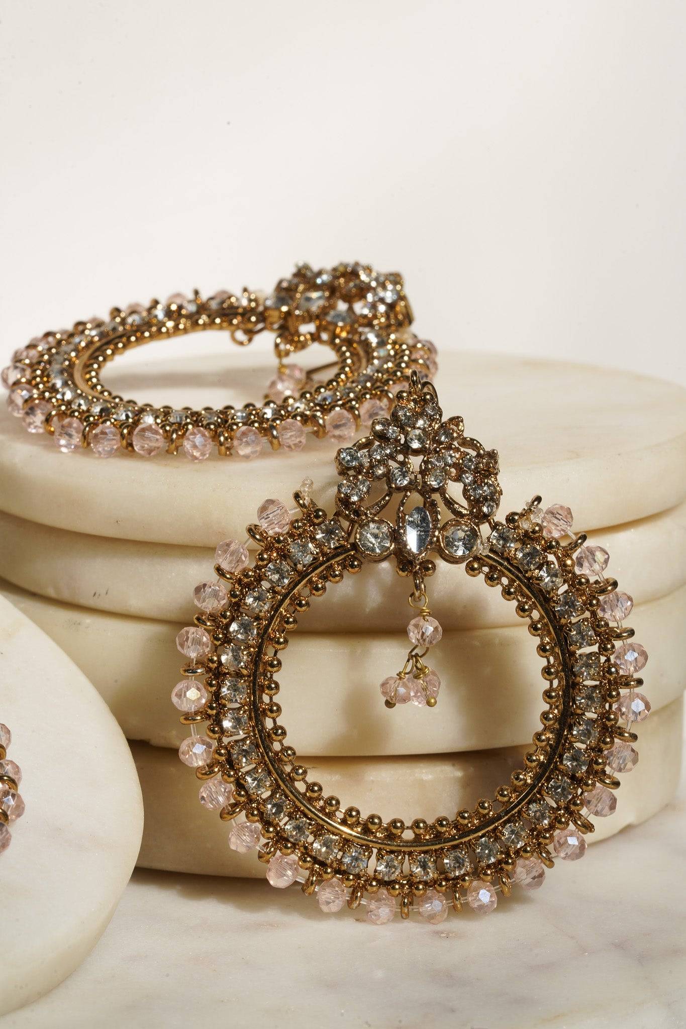 Emma - Round Chandbali Earrings and Maang Tikka Set Earrings & Tikka Set from Inaury