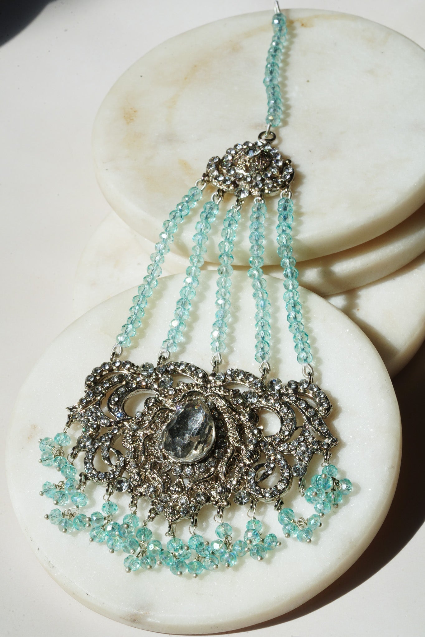 Ibna - Elongated Statement Earrings With Sahara & Tikka Earrings & Tikka Set from Inaury
