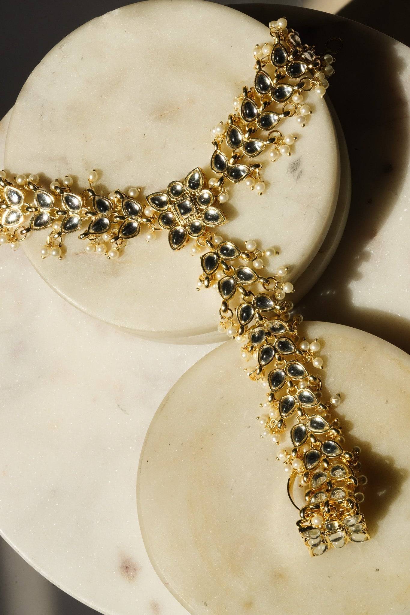 Jahana - Gold & Pearl Haathphool (Set of 2) Haath Phool from Inaury