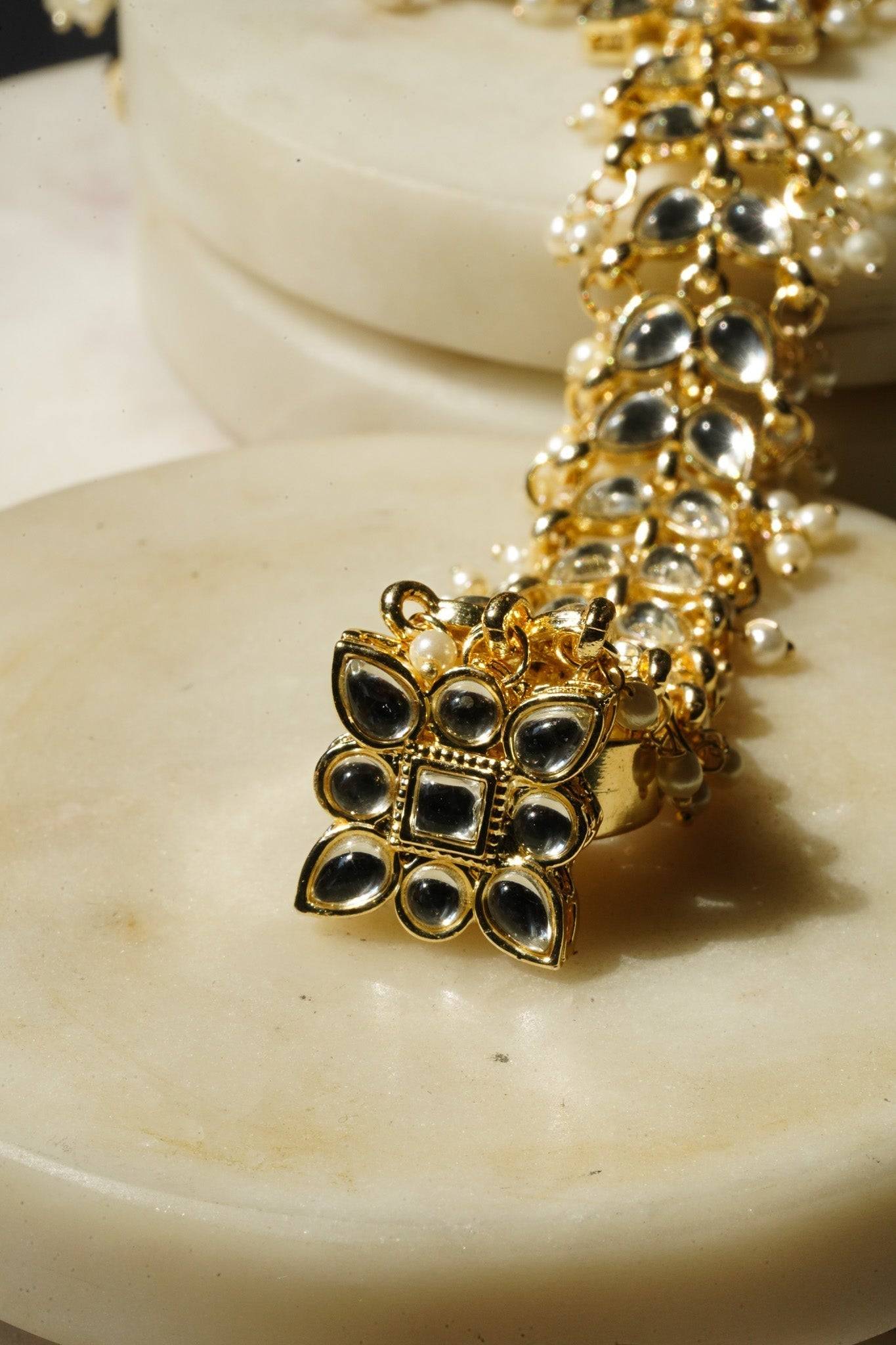 Jahana - Gold & Pearl Haathphool (Set of 2) Haath Phool from Inaury