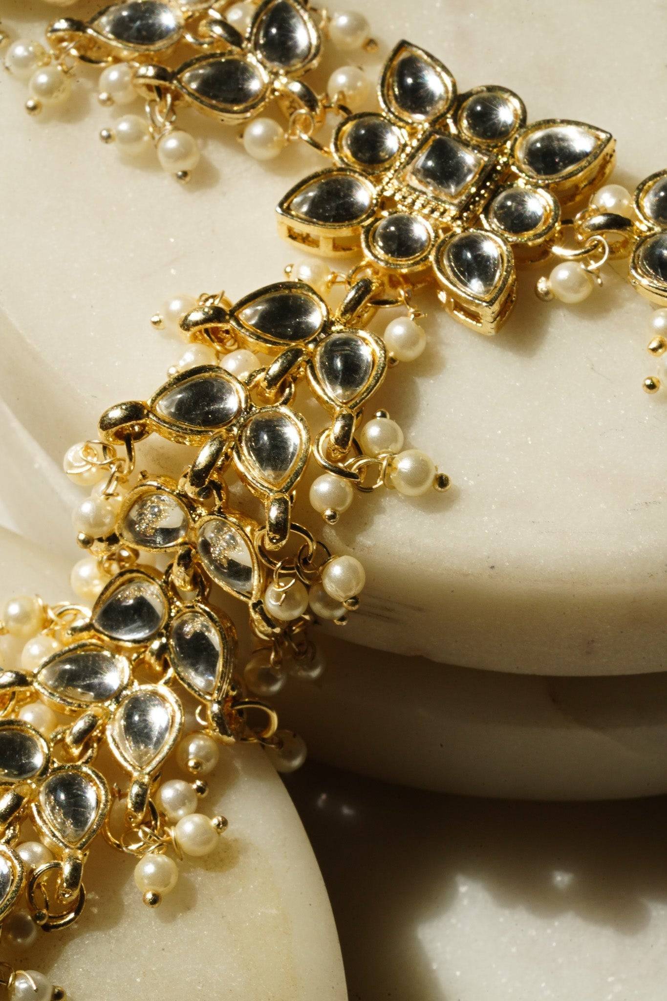 Jahana - Gold & Pearl Haathphool (Set of 2) Haath Phool from Inaury