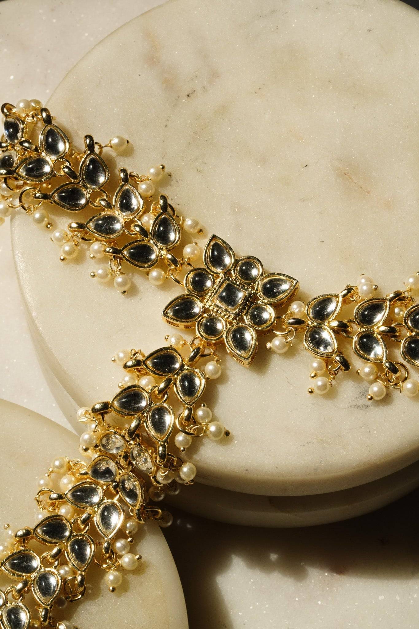 Jahana - Gold & Pearl Haathphool (Set of 2) Haath Phool from Inaury