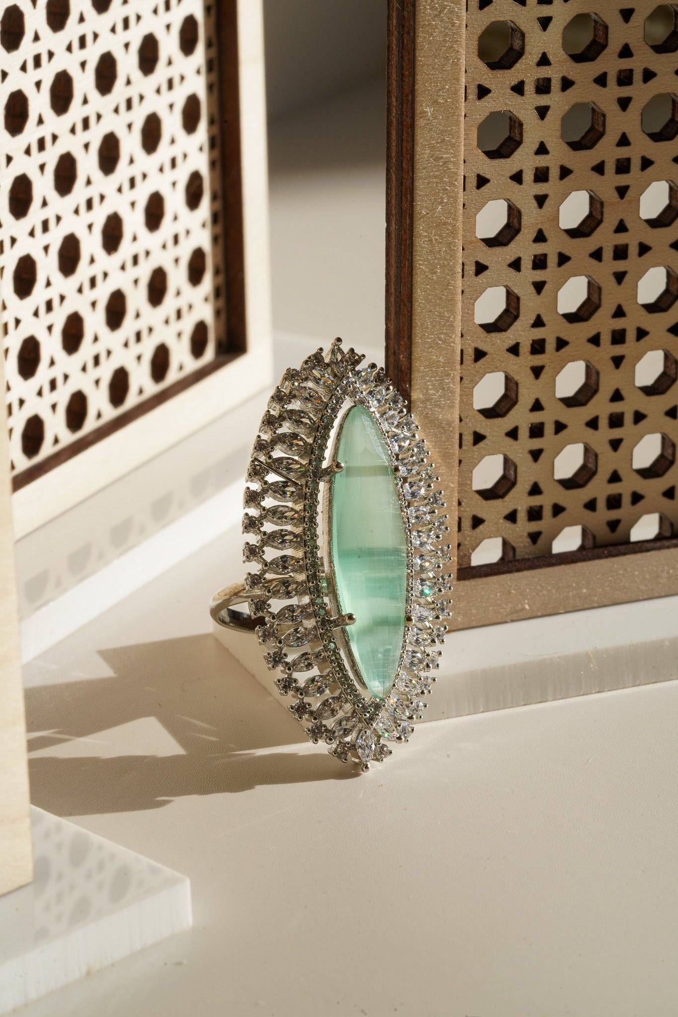 Januvia - Marquise Cut Adjustable AD Statement Ring Rings from Inaury