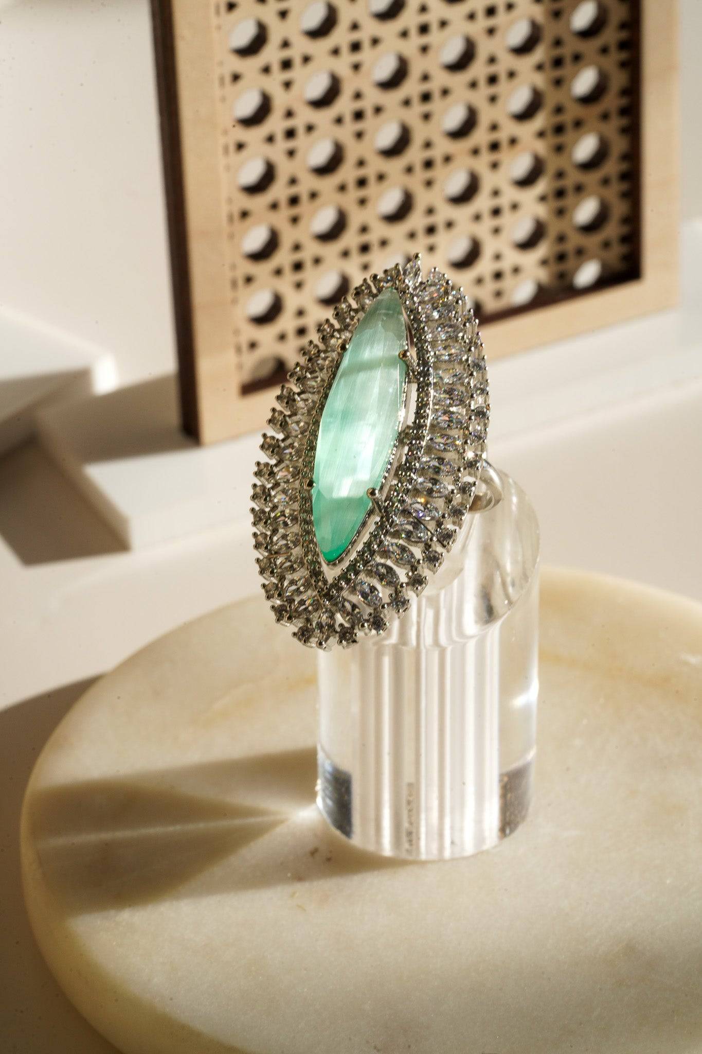 Januvia - Marquise Cut Adjustable AD Statement Ring Rings from Inaury