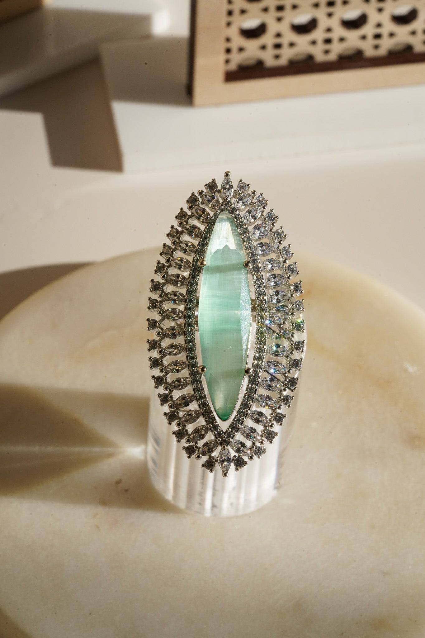 Januvia - Marquise Cut Adjustable AD Statement Ring Rings from Inaury