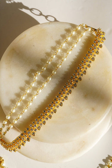 Layali - Diamanté Accent Gold & White AD Ear Chains (Set of 2) Ear Chains from Inaury