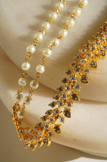 Layali - Diamanté Accent Gold & White AD Ear Chains (Set of 2) Ear Chains from Inaury