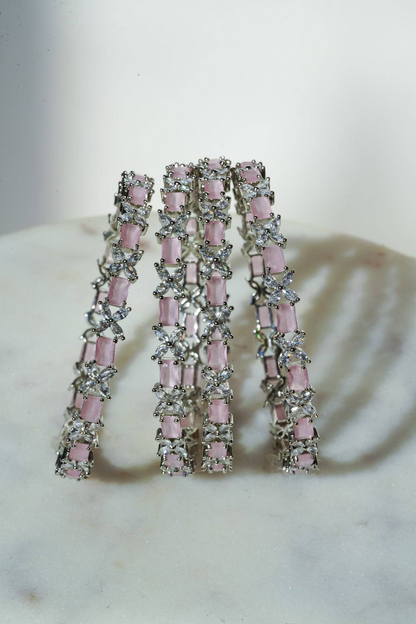 Lima - Pink AD Bangles (Set of 4) Bangles from Inaury