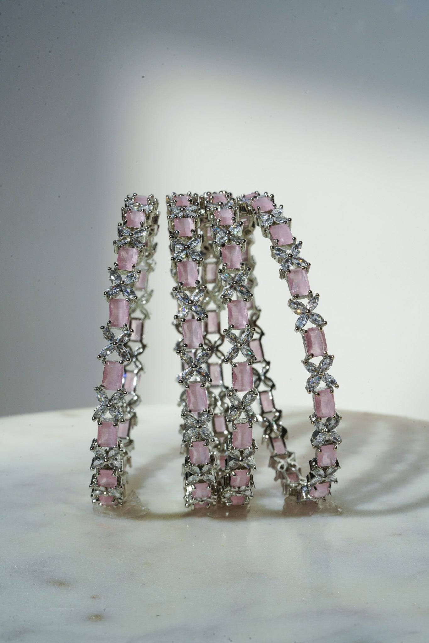 Lima - Pink AD Bangles (Set of 4) Bangles from Inaury