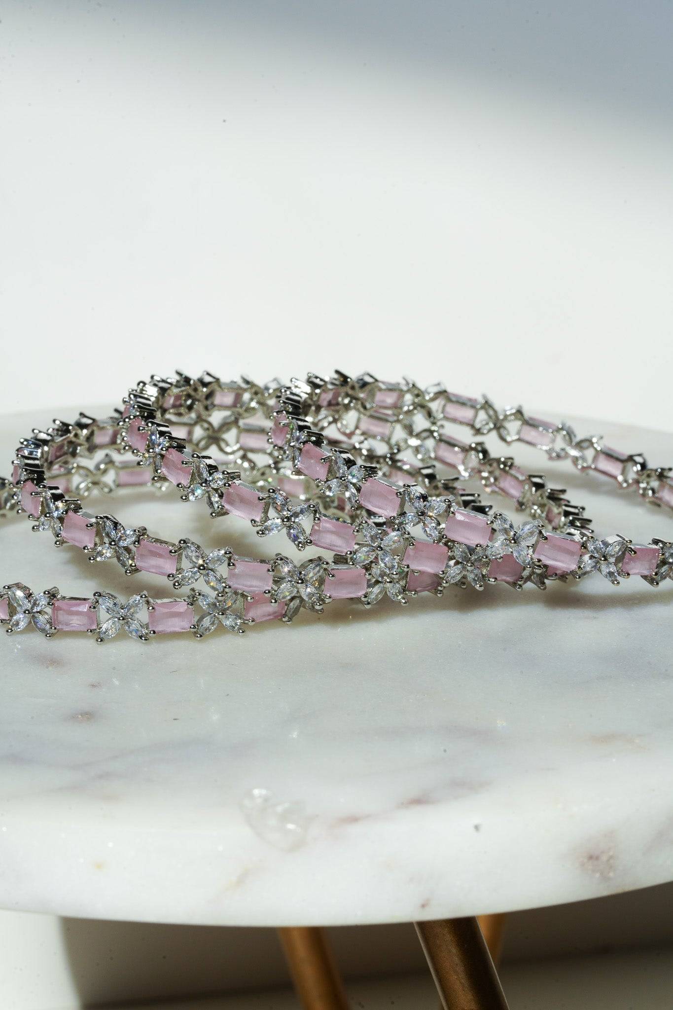 Lima - Pink AD Bangles (Set of 4) Bangles from Inaury