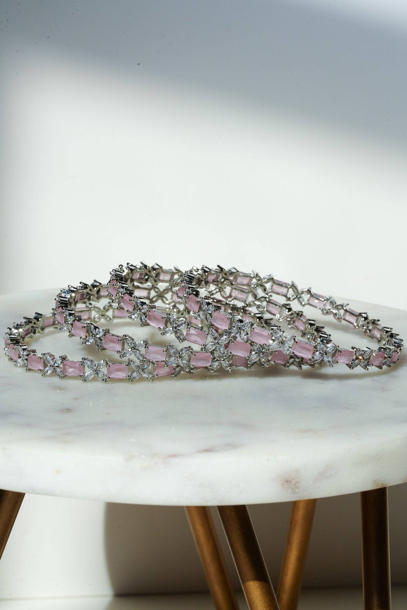 Lima - Pink AD Bangles (Set of 4) Bangles from Inaury