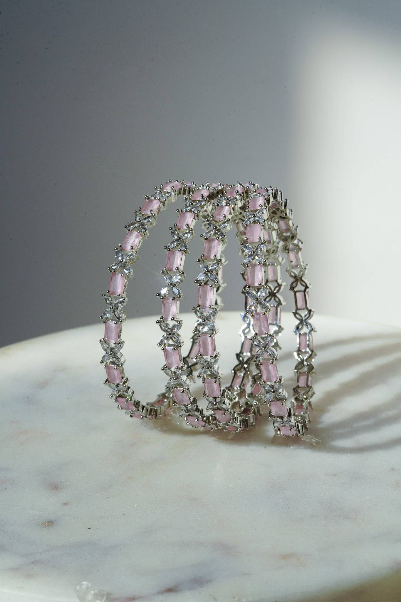 Lima - Pink AD Bangles (Set of 4) Bangles from Inaury
