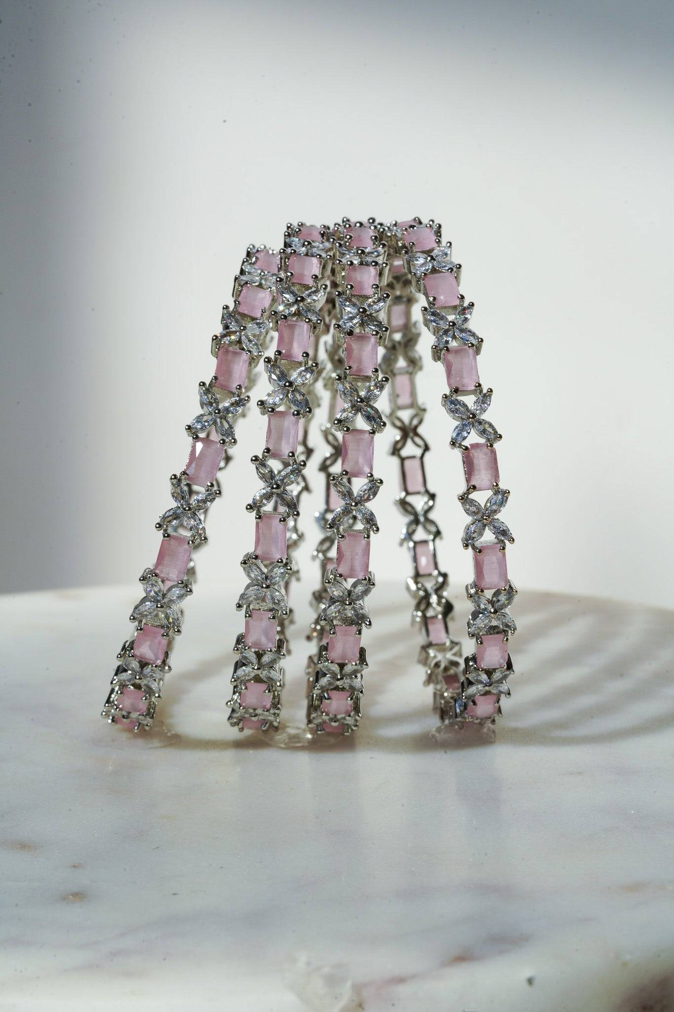 Lima - Pink AD Bangles (Set of 4) Bangles from Inaury