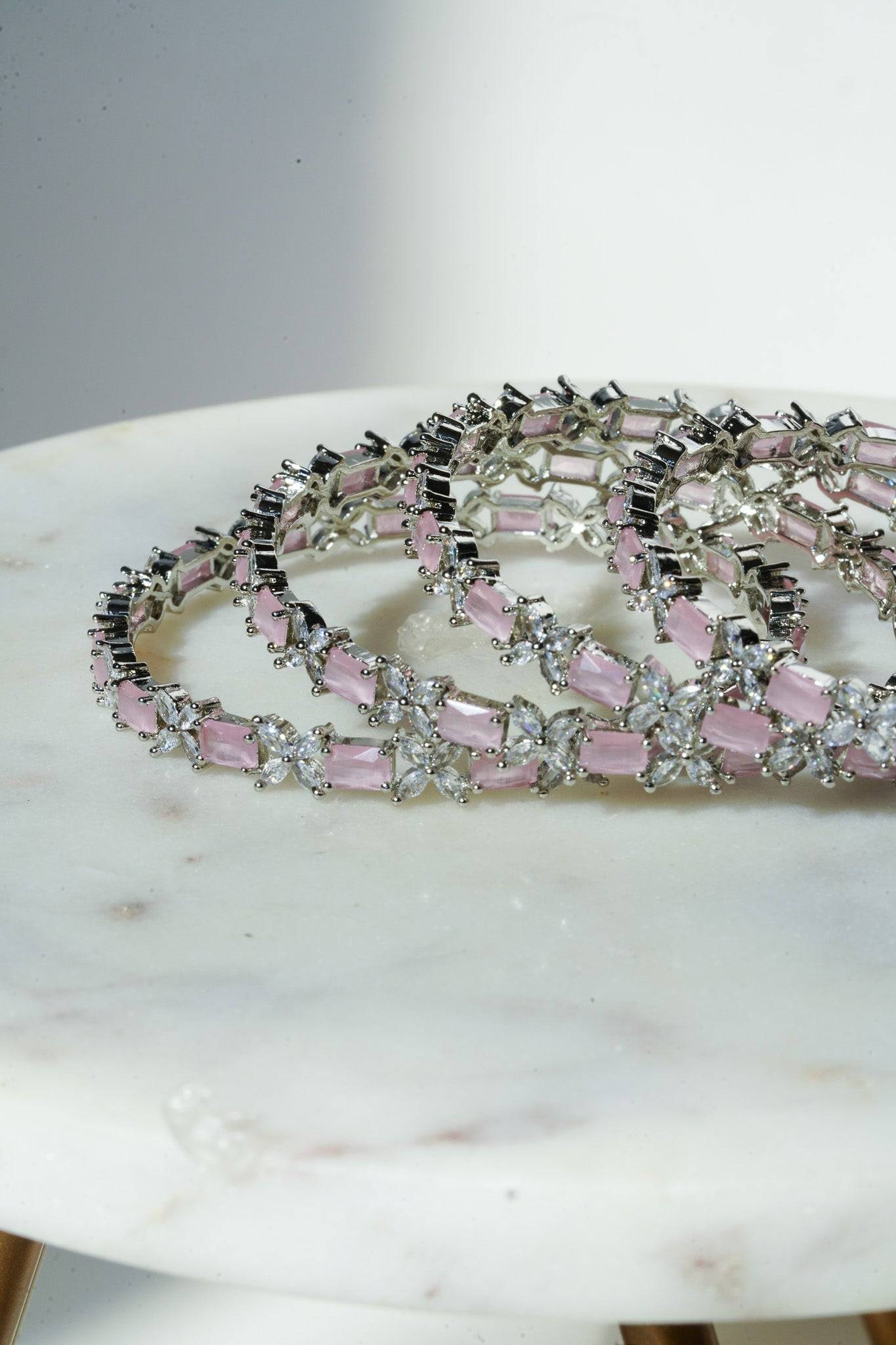 Lima - Pink AD Bangles (Set of 4) Bangles from Inaury