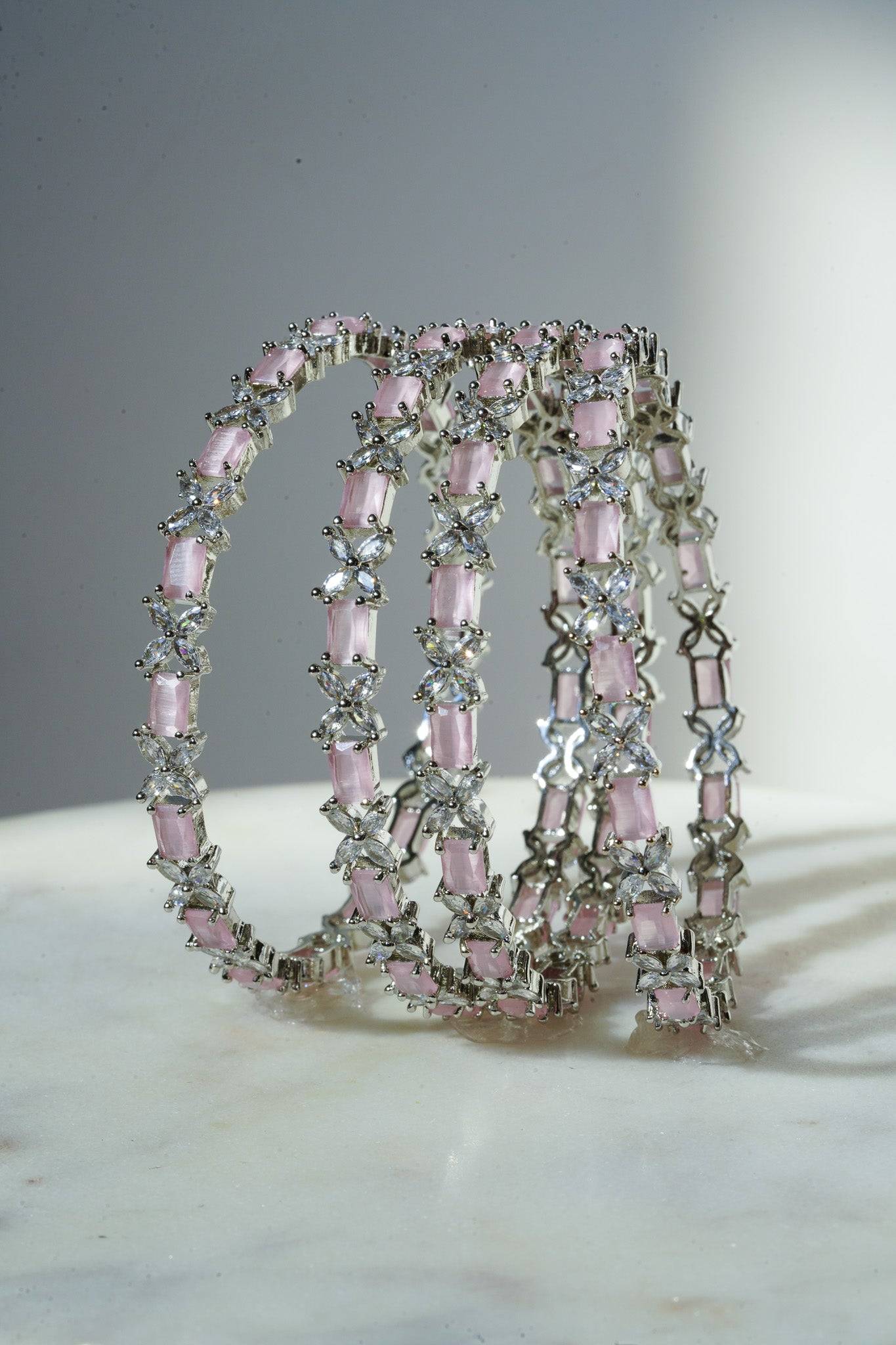 Lima - Pink AD Bangles (Set of 4) Bangles from Inaury