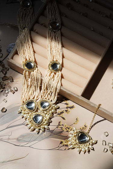 Masuma - Long Necklace Set With Uncut Polki Long Necklace Set from Inaury