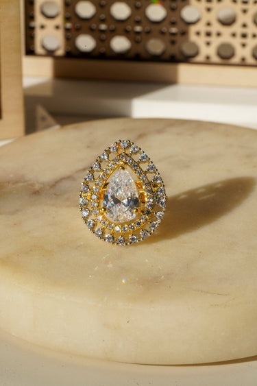 Meena - Teadrop Adjustable AD Ring Rings from Inaury