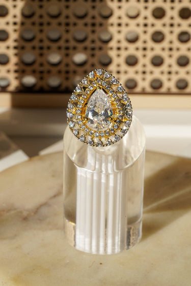 Meena - Teadrop Adjustable AD Ring Rings from Inaury