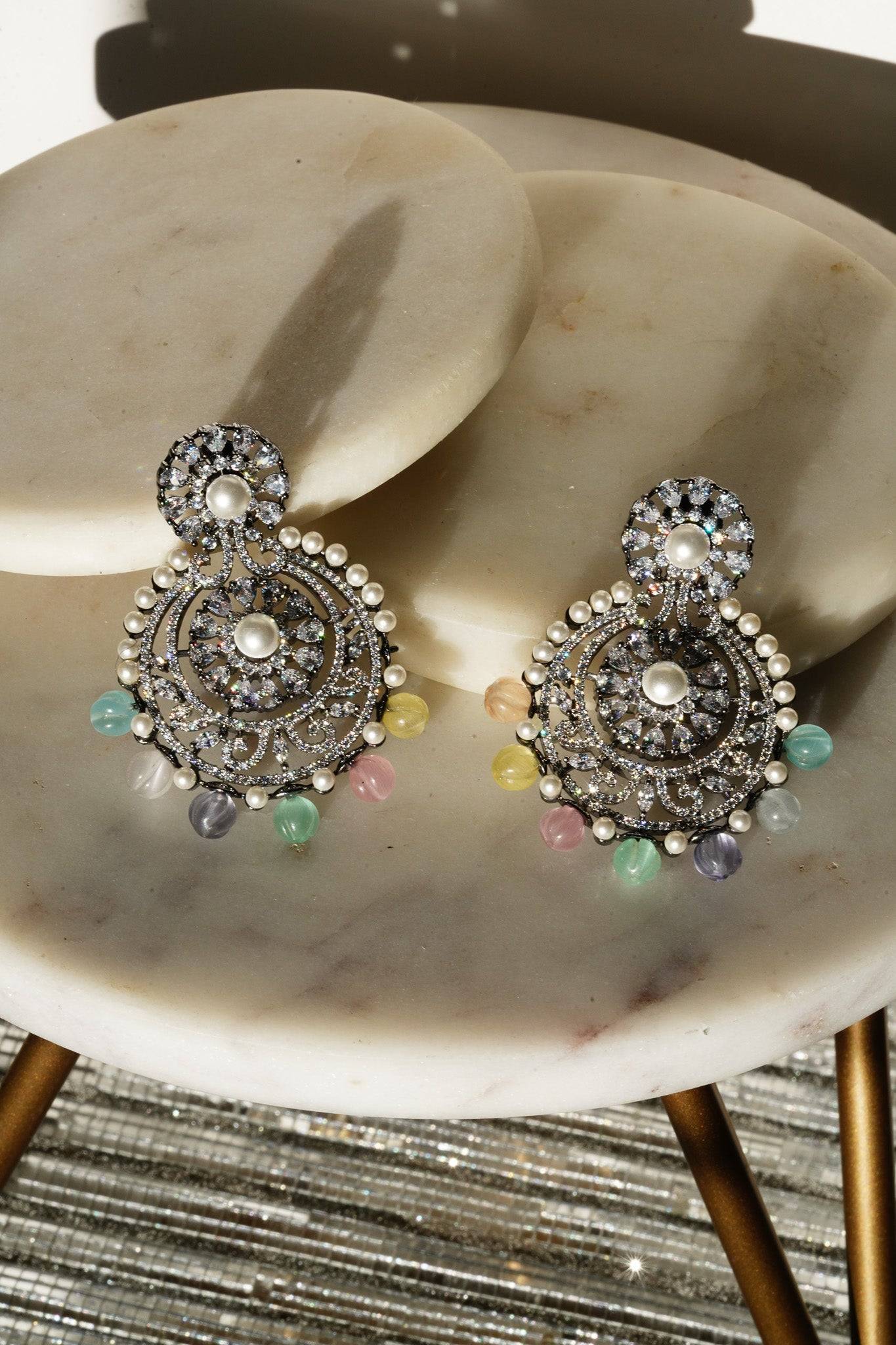 Navya - Black Plated Chandbali Earrings Chandbali from Inaury
