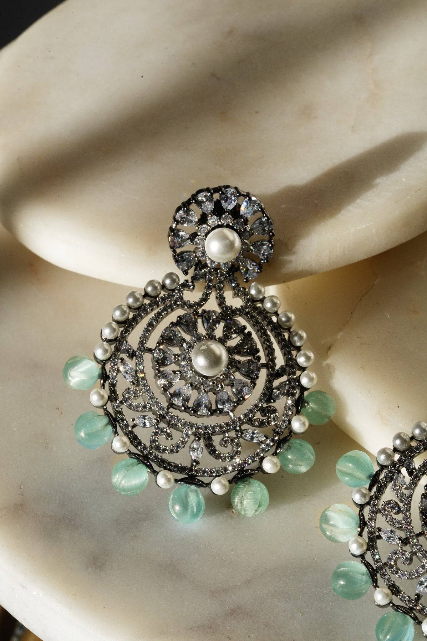 Navya - Black Plated Chandbali Earrings Chandbali from Inaury