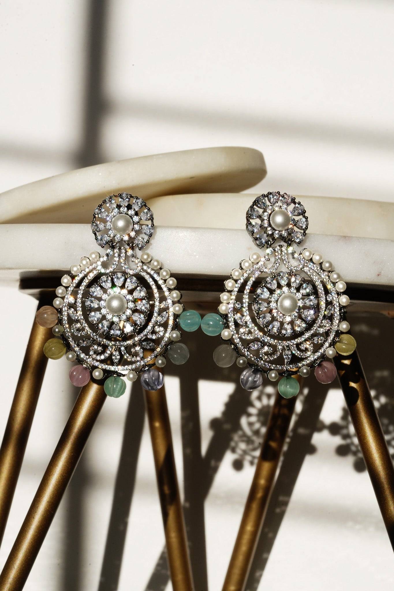 Navya - Black Plated Chandbali Earrings Chandbali from Inaury