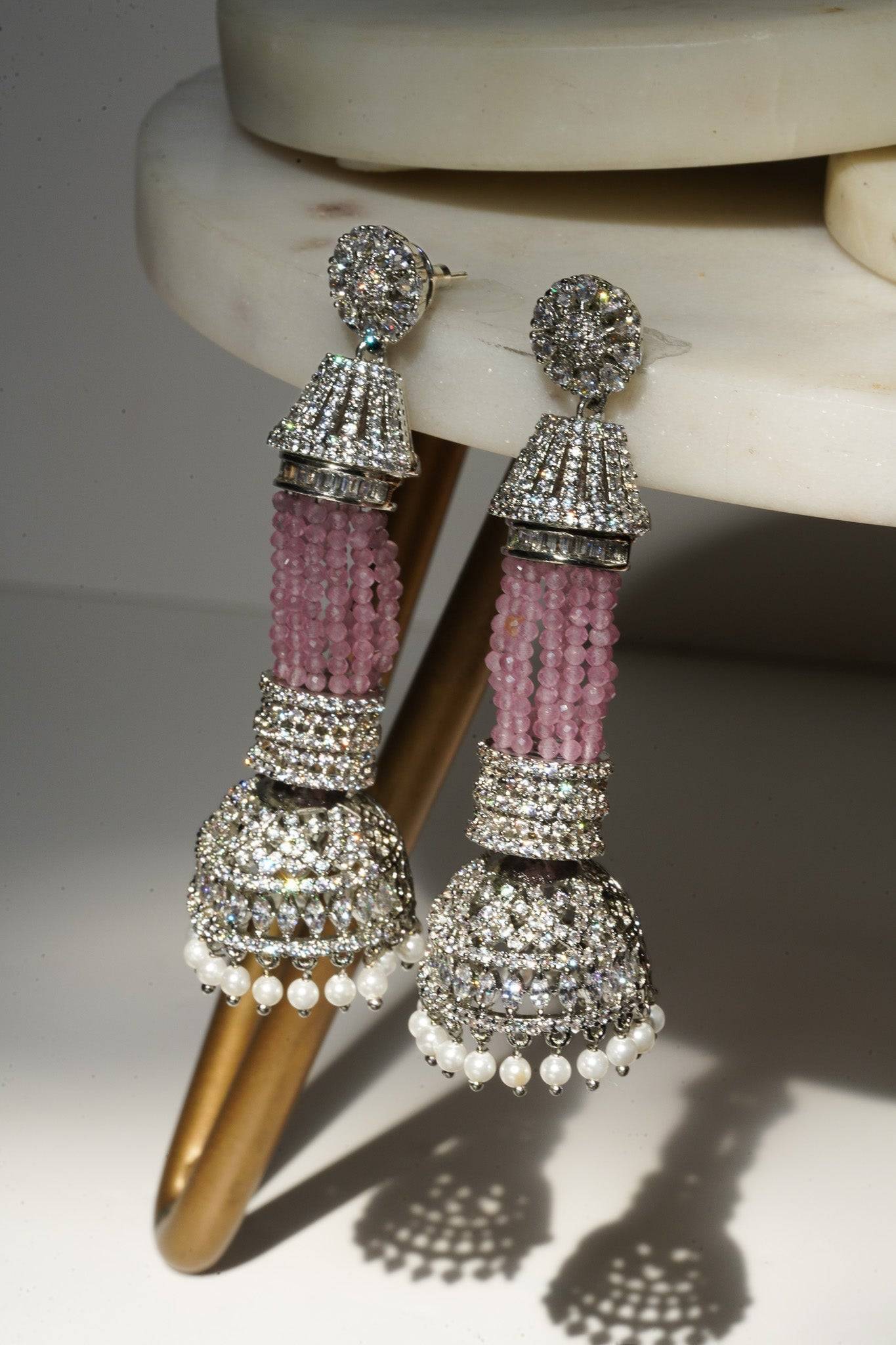 Riya - Tassel AD Jhumka Chandelier from Inaury