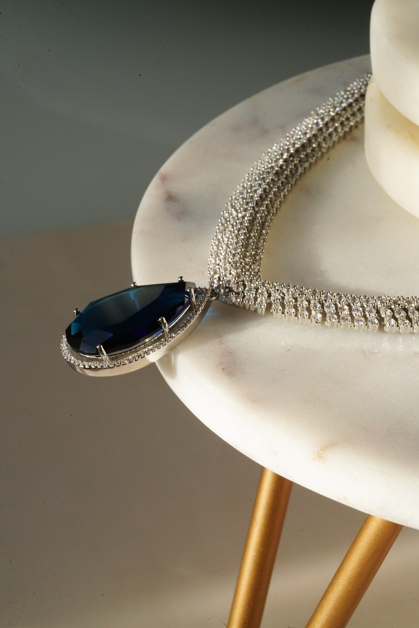 Sharmine - Paved Silver AD Necklace Set Classic Necklace Set from Inaury