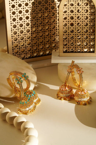 Simi - Gold AD Hoop Jhumka Jhumkas from Inaury