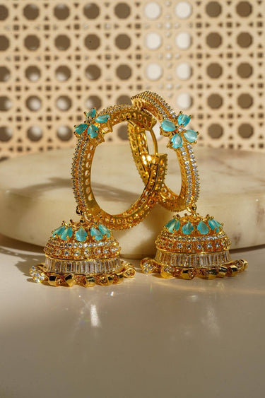 Simi - Gold AD Hoop Jhumka Jhumkas from Inaury
