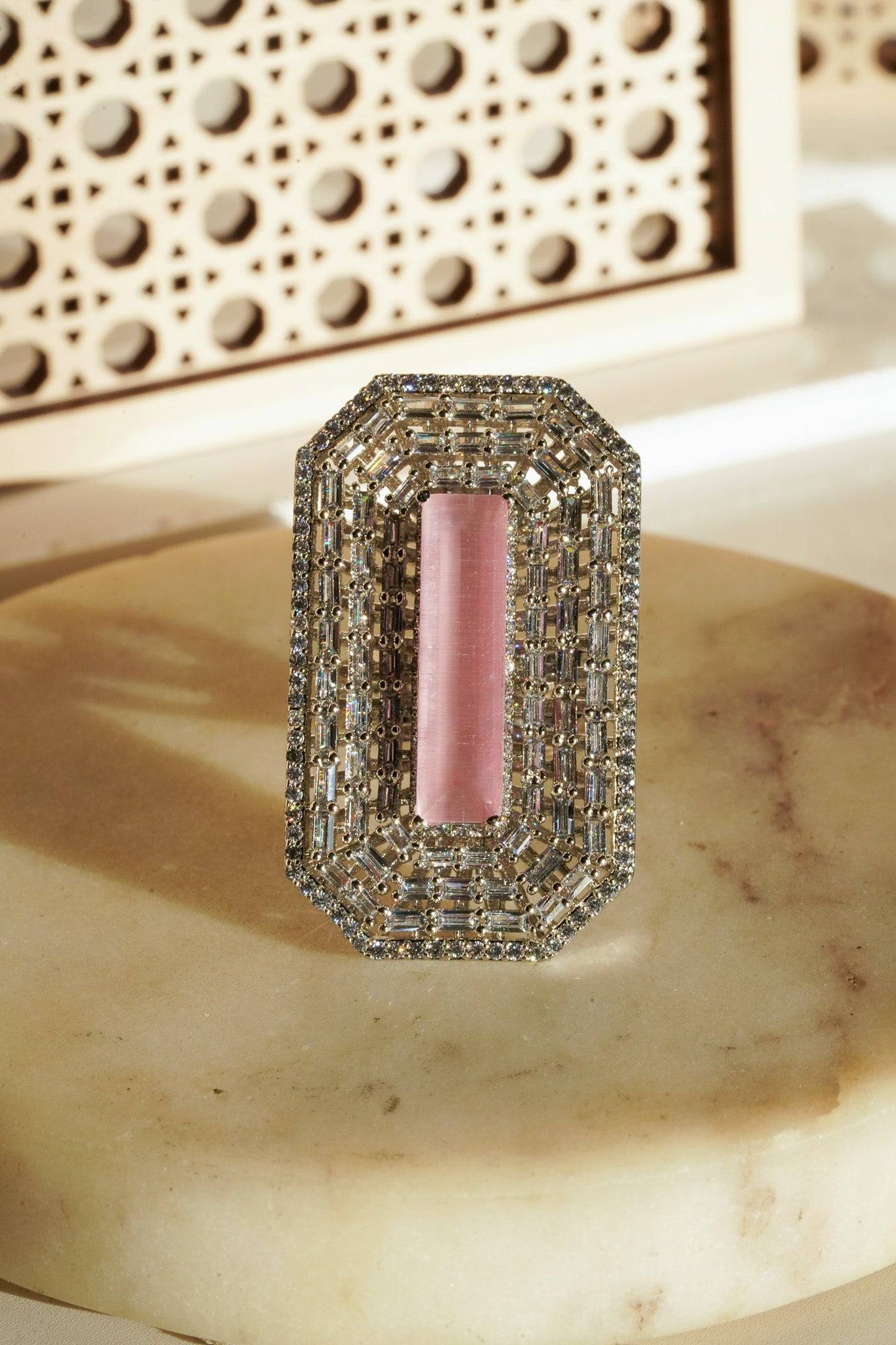 Sona - Elongated Cushion Cut AD Adjustable Ring Rings from Inaury
