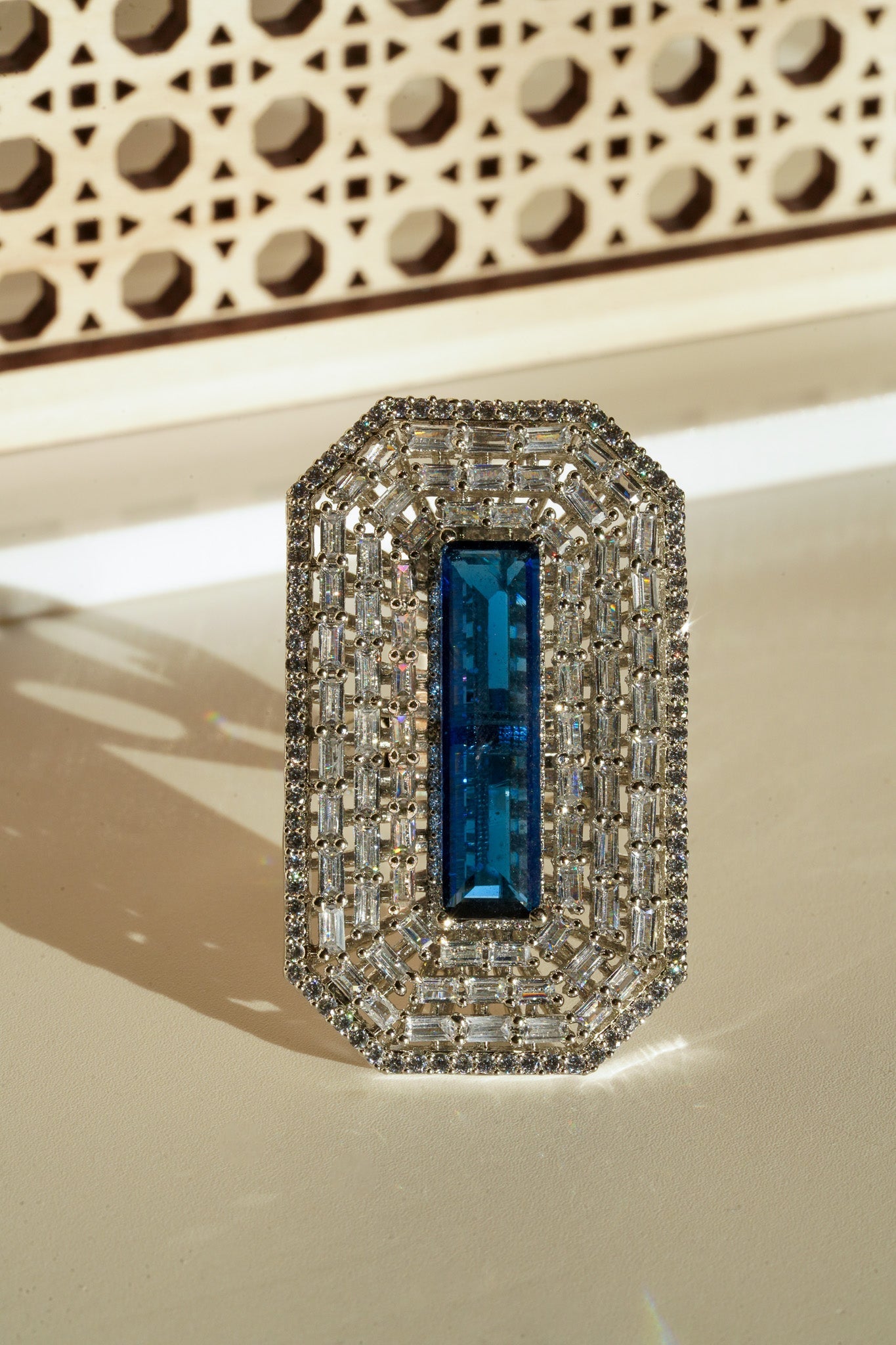 Sona - Elongated Cushion Cut AD Adjustable Ring Rings from Inaury
