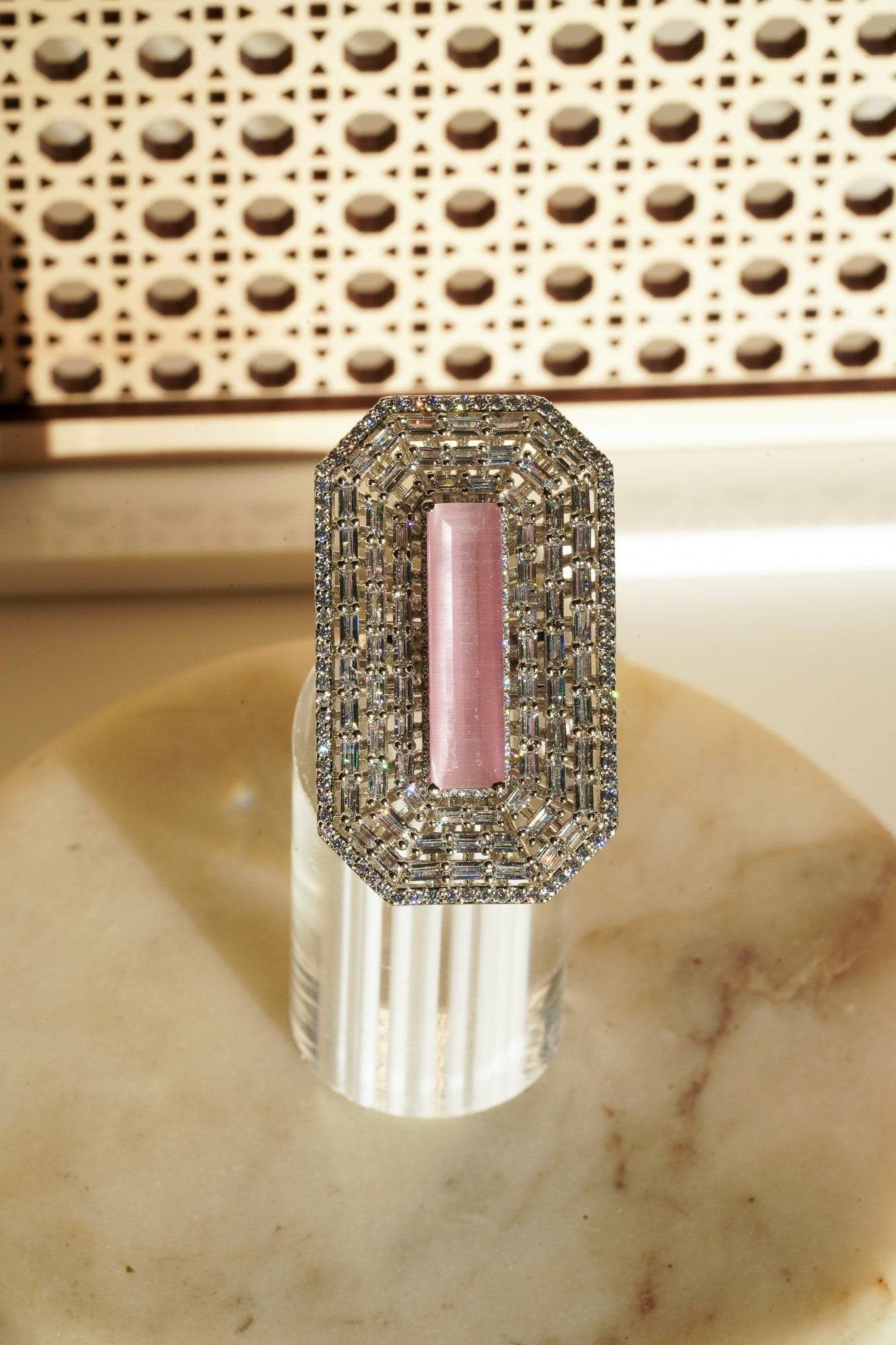 Sona - Elongated Cushion Cut AD Adjustable Ring Rings from Inaury