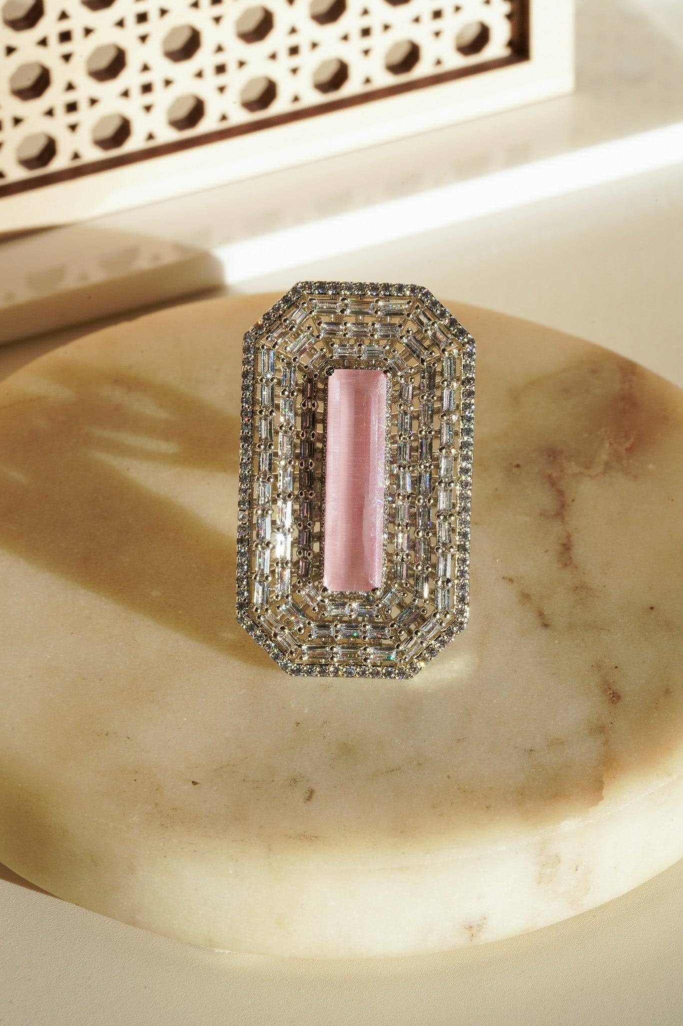 Sona - Elongated Cushion Cut AD Adjustable Ring Rings from Inaury