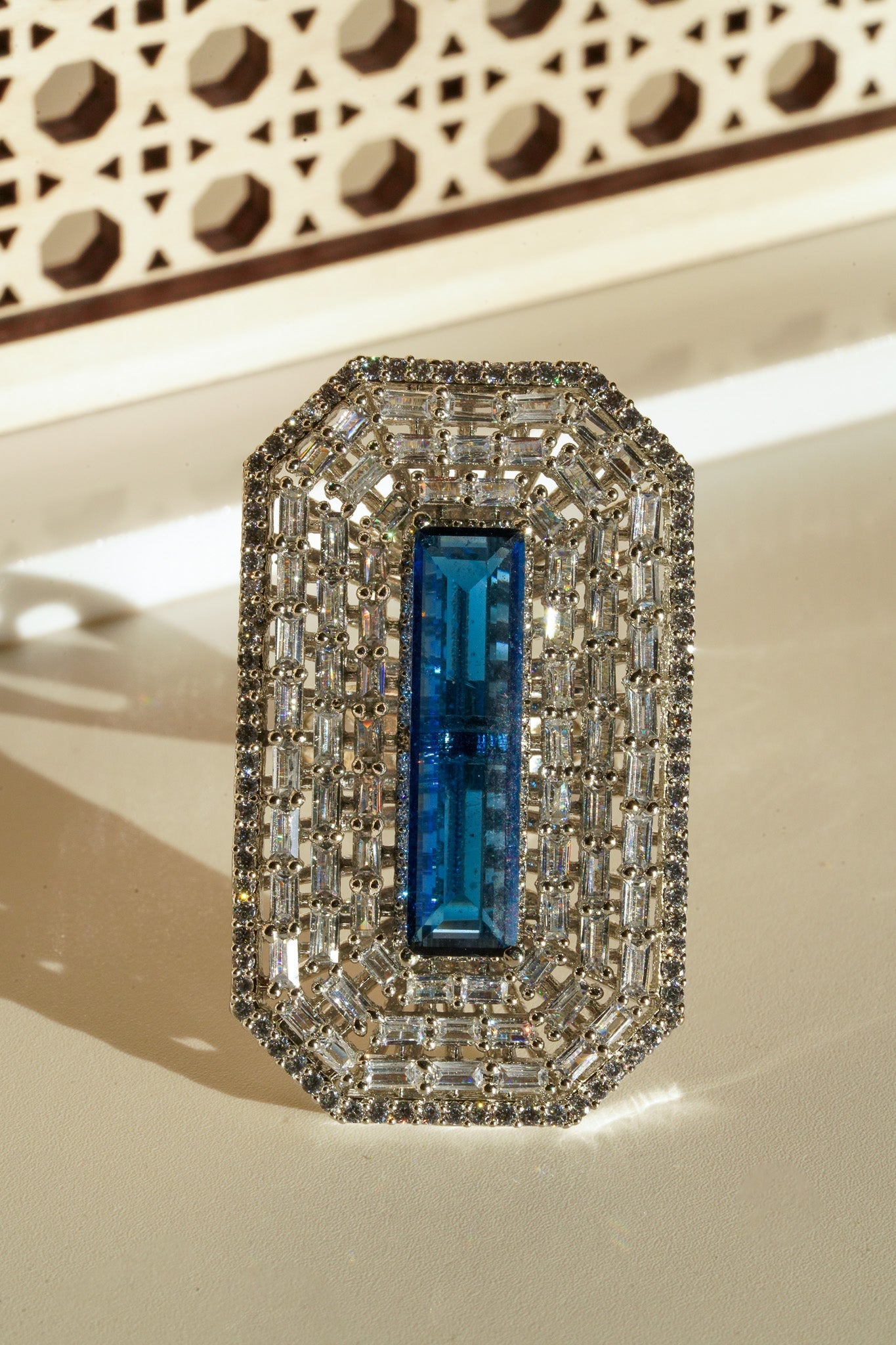 Sona - Elongated Cushion Cut AD Adjustable Ring Rings from Inaury