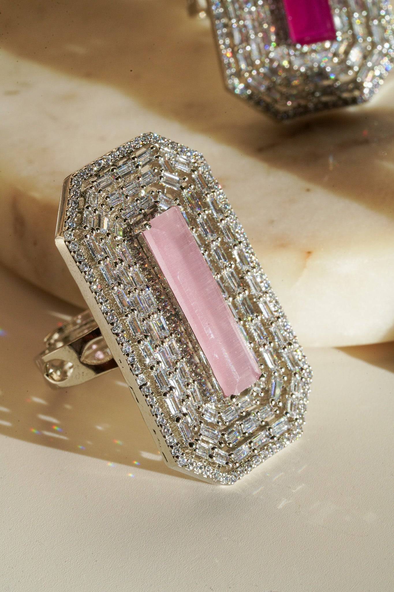 Sona - Elongated Cushion Cut AD Adjustable Ring Rings from Inaury
