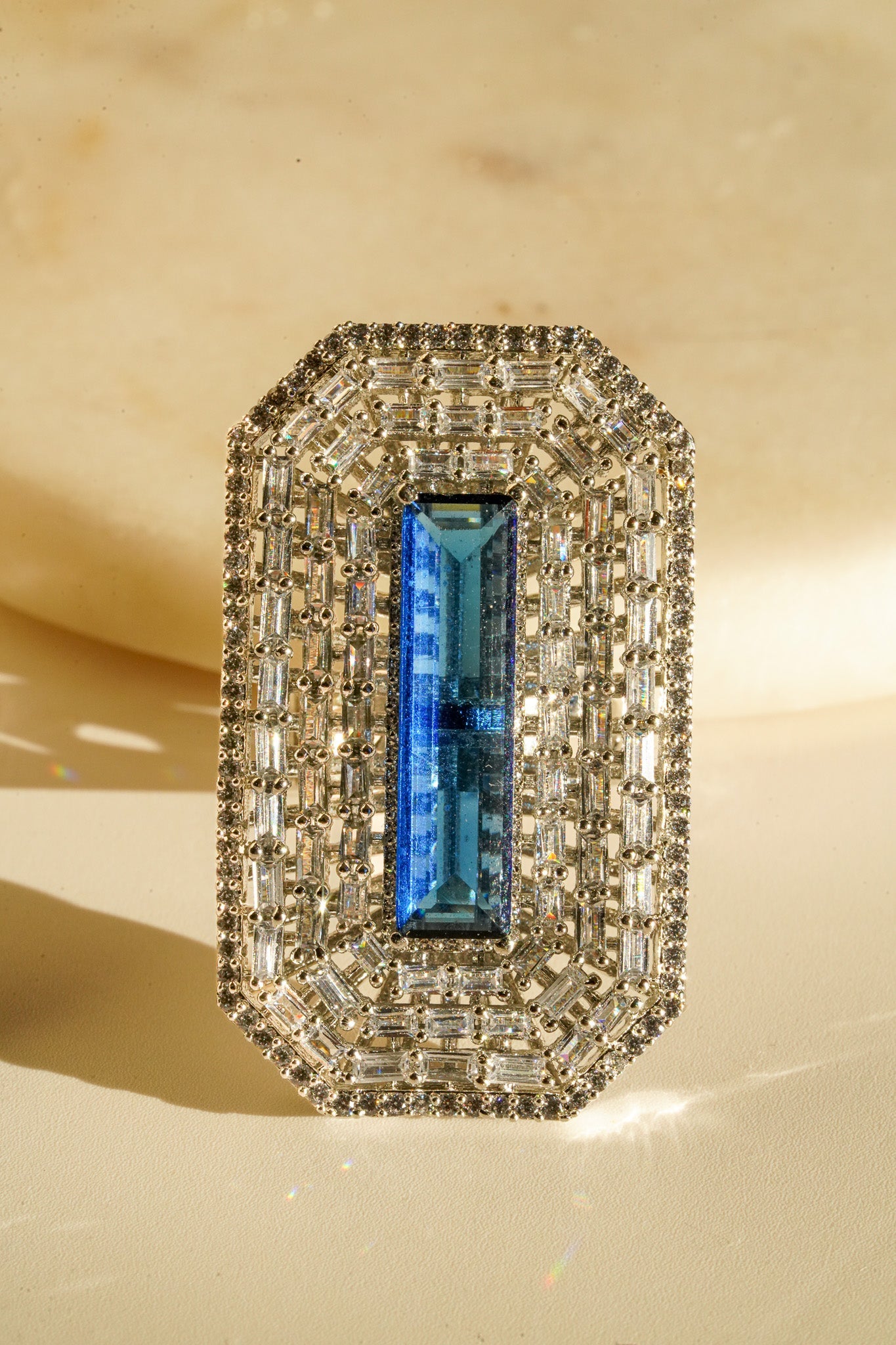 Sona - Elongated Cushion Cut AD Adjustable Ring Rings from Inaury