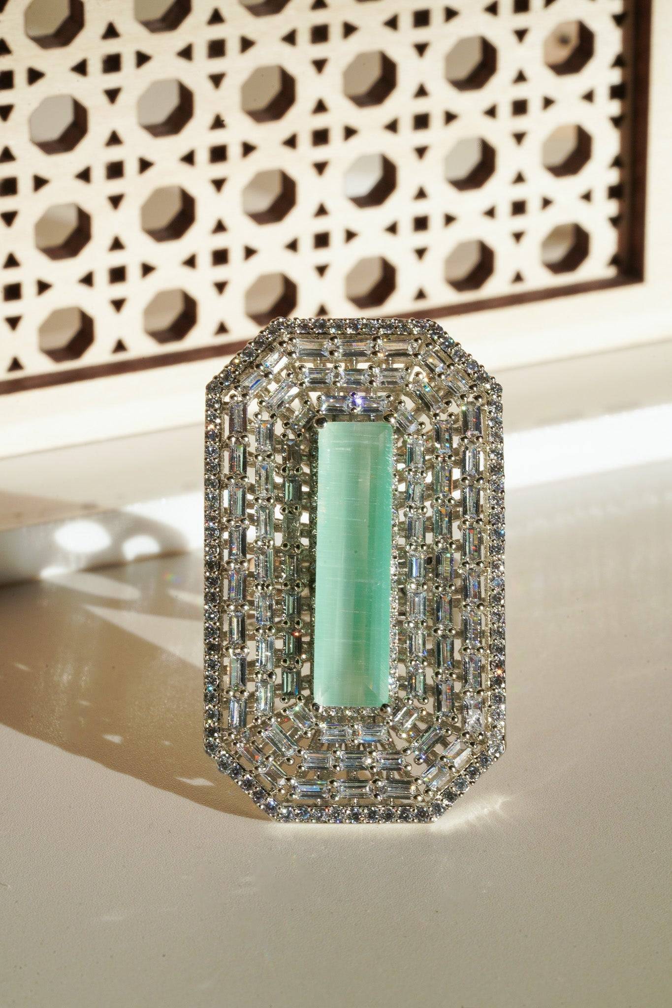 Sona - Elongated Cushion Cut AD Adjustable Ring Rings from Inaury