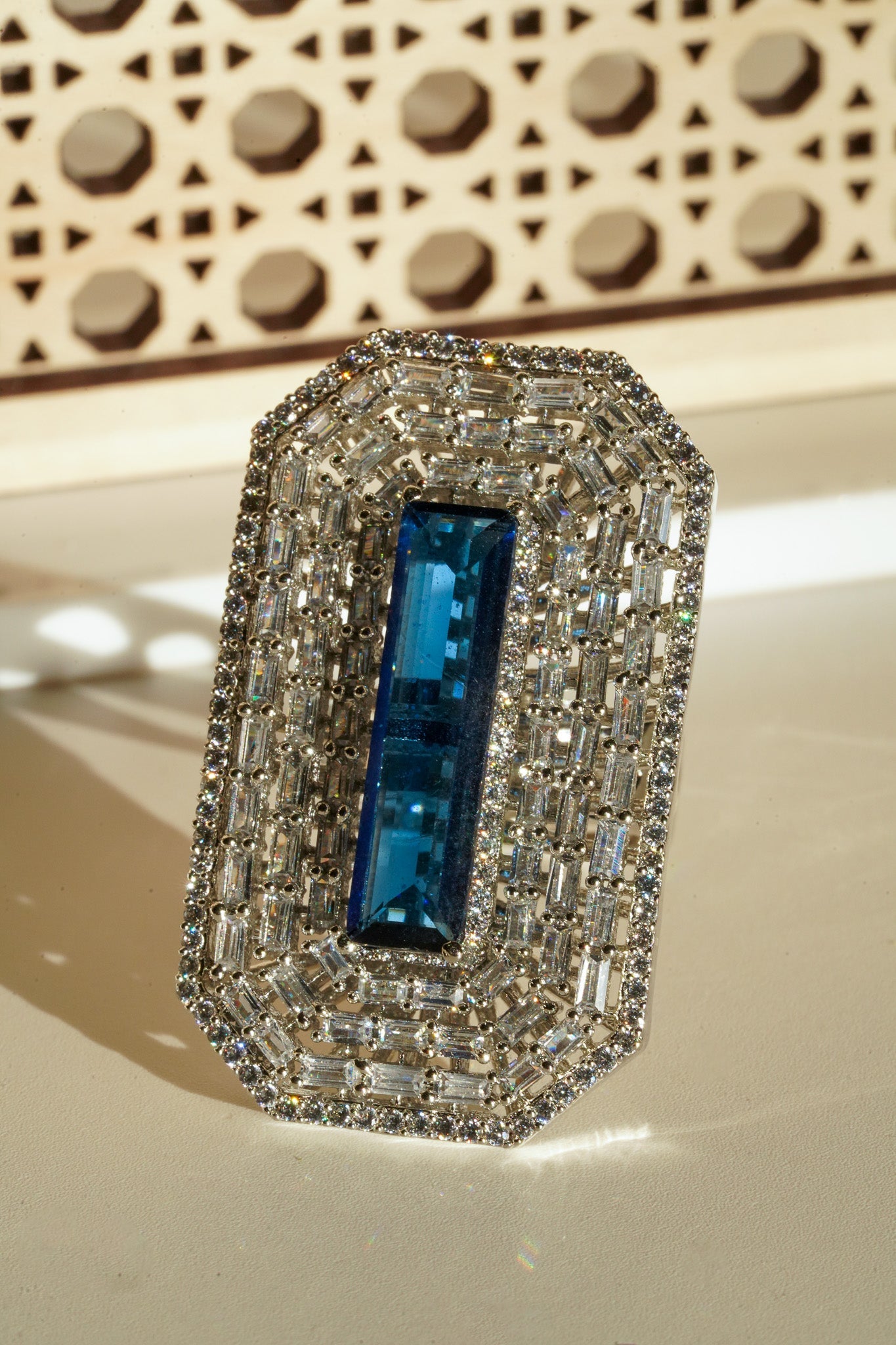 Sona - Elongated Cushion Cut AD Adjustable Ring Rings from Inaury