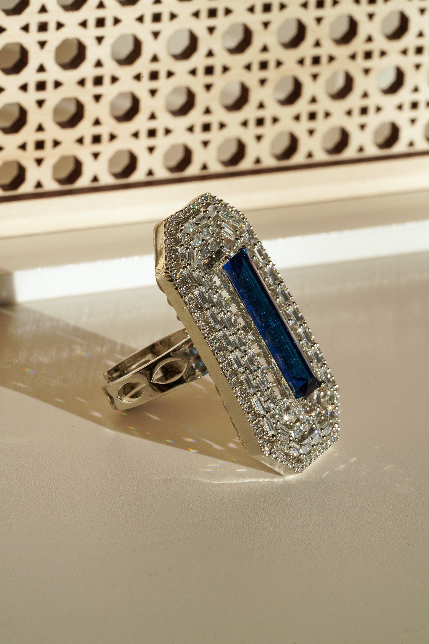 Sona - Elongated Cushion Cut AD Adjustable Ring Rings from Inaury