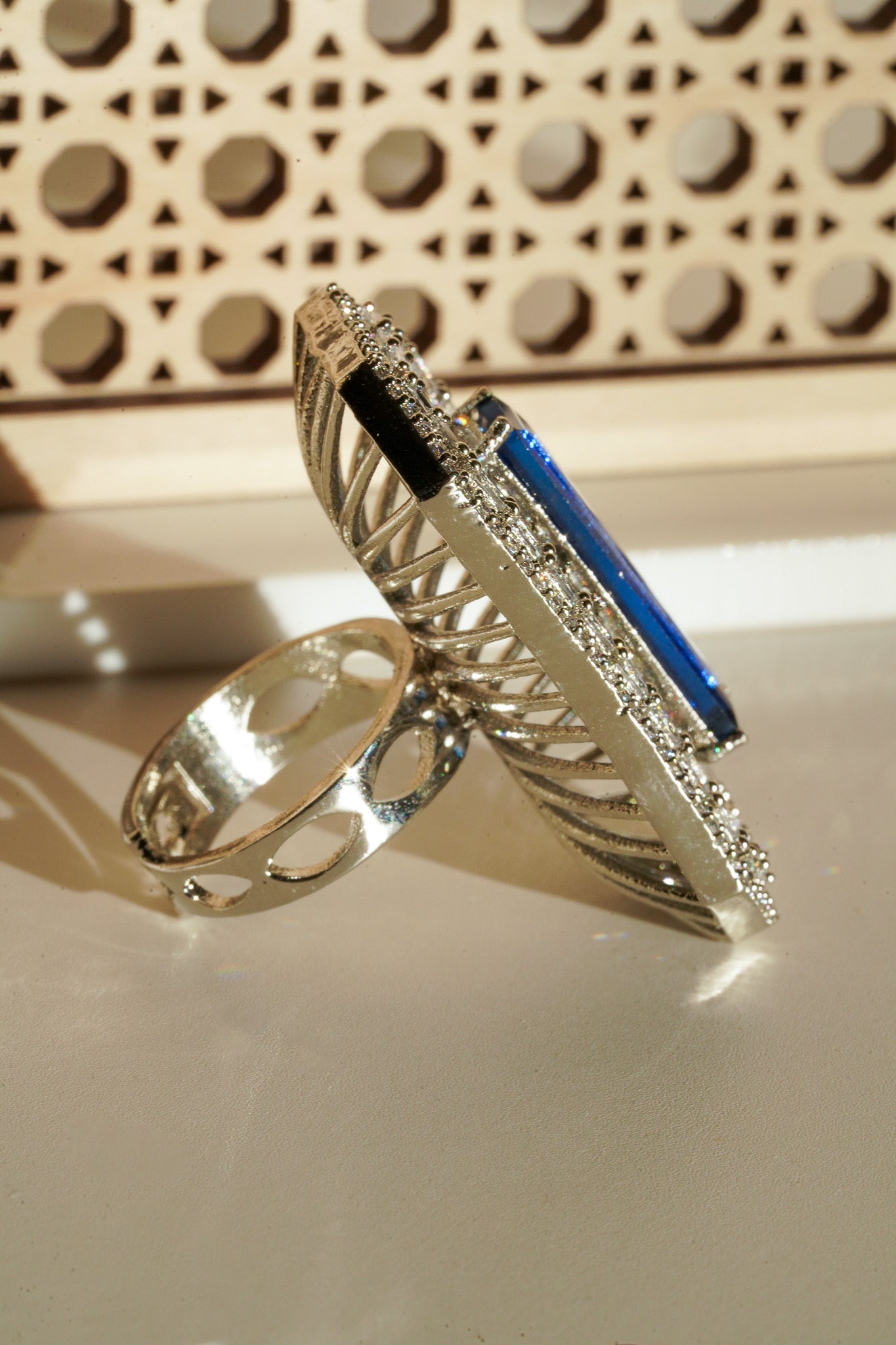 Sona - Elongated Cushion Cut AD Adjustable Ring Rings from Inaury