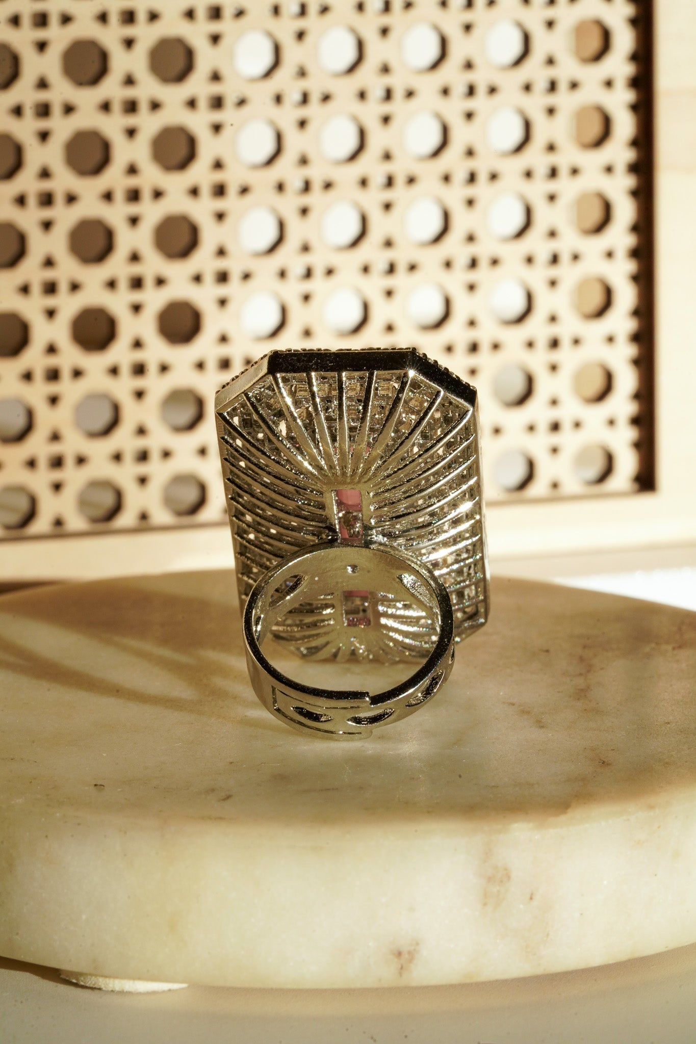 Sona - Elongated Cushion Cut AD Adjustable Ring Rings from Inaury