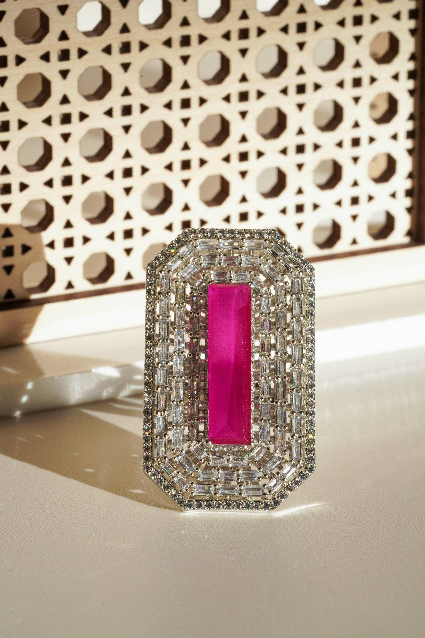 Sona - Elongated Cushion Cut AD Adjustable Ring Rings from Inaury