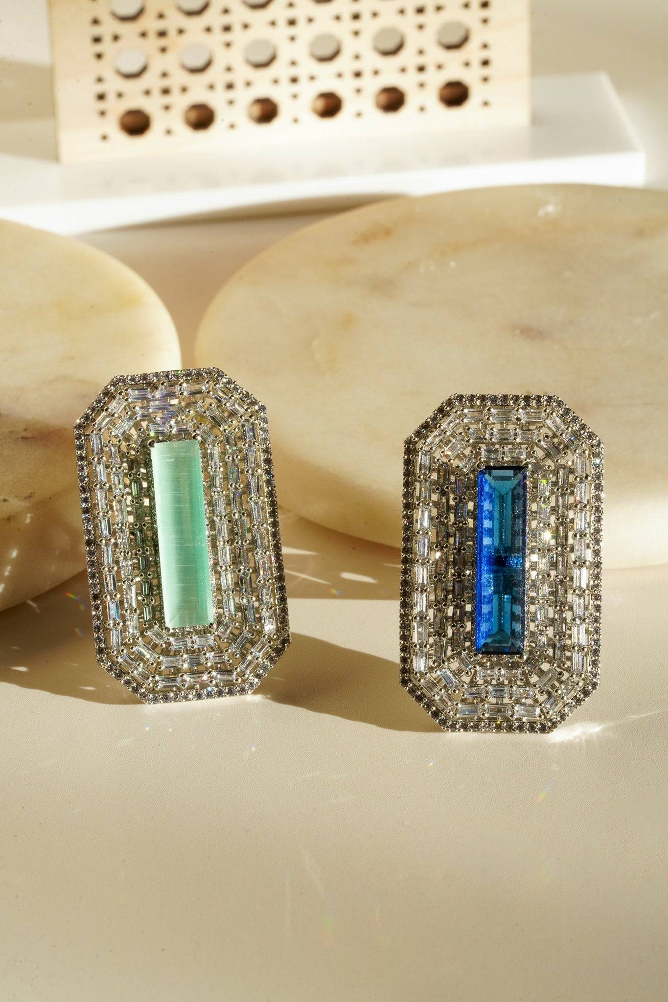 Sona - Elongated Cushion Cut AD Adjustable Ring Rings from Inaury
