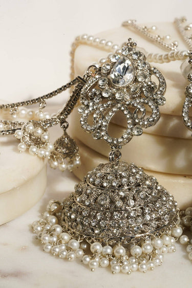 Suhana - Silver Elongated Bahubali Jhumka Earrings Jhumkas from Inaury