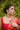 Outdoor portrait of model in red saree wearing pink Purvi Diamante Necklace Set - Bridal Indian Jewelry, ideal for bridal occasions.