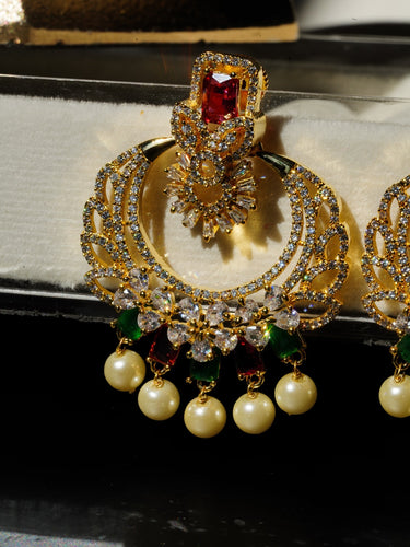 Anaya - Gold AD Chandbali Earrings