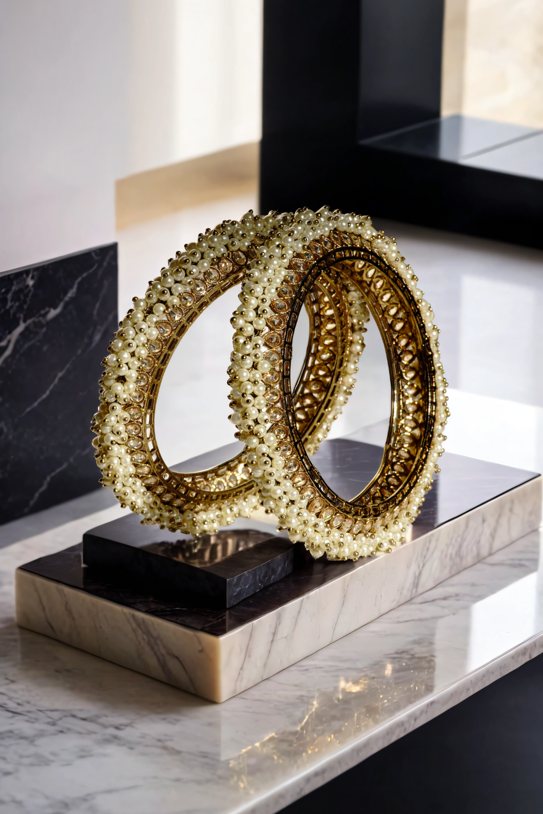 Avni Mehendi Plated Pearl Encrusted Bangle Set - Elegant Indian jewelry