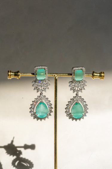 Amore Rhodium Plated Double-Layer AD Necklace Set