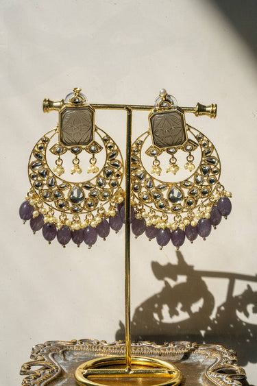 Lamees Amethyst Kundan Chandbali Earrings Stand